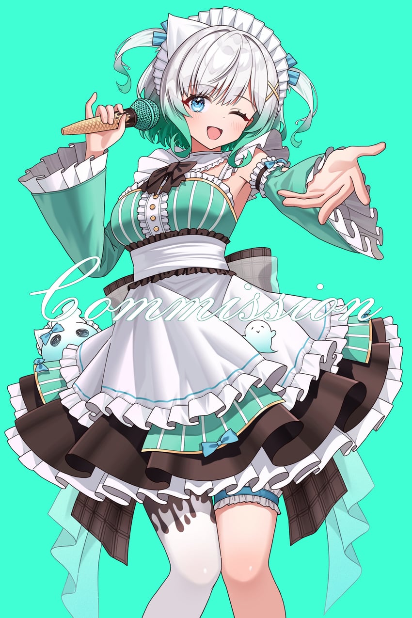 mint fantome (indie virtual youtuber) drawn by zhengqi_zhizi_sg