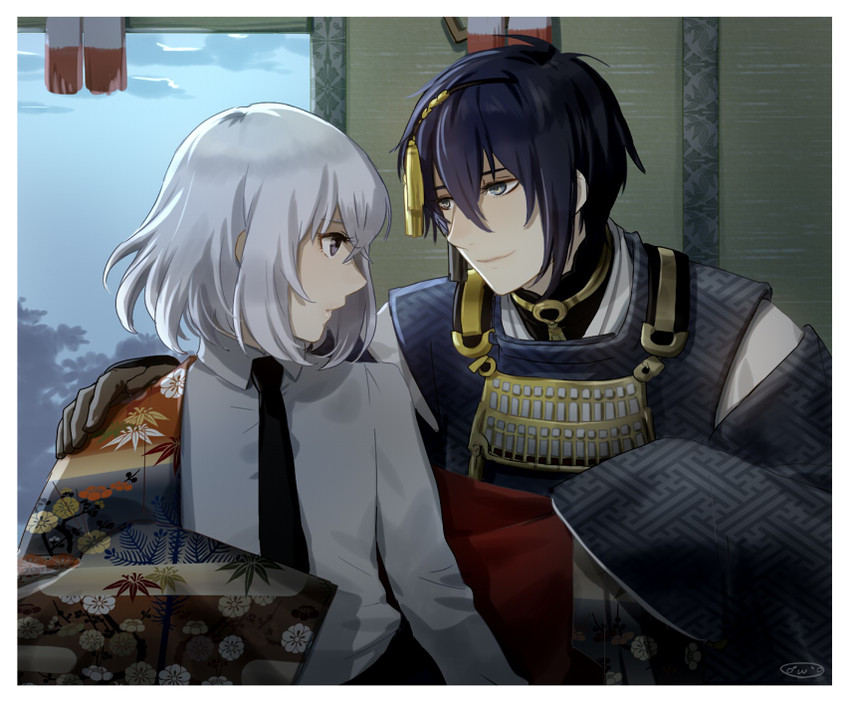 mikazuki munechika and honebami toushirou (touken ranbu) drawn by mizuhara_aki