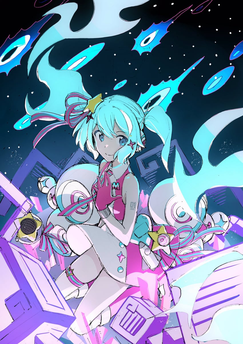 hatsune miku and magical mirai miku (vocaloid and 2 more) drawn by agonasubi