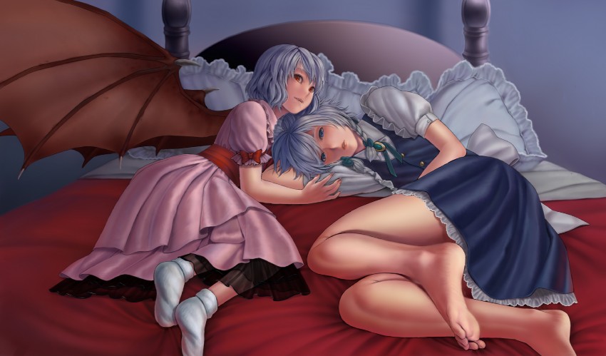 remilia scarlet and izayoi sakuya (touhou) drawn by inuzuka_bouru