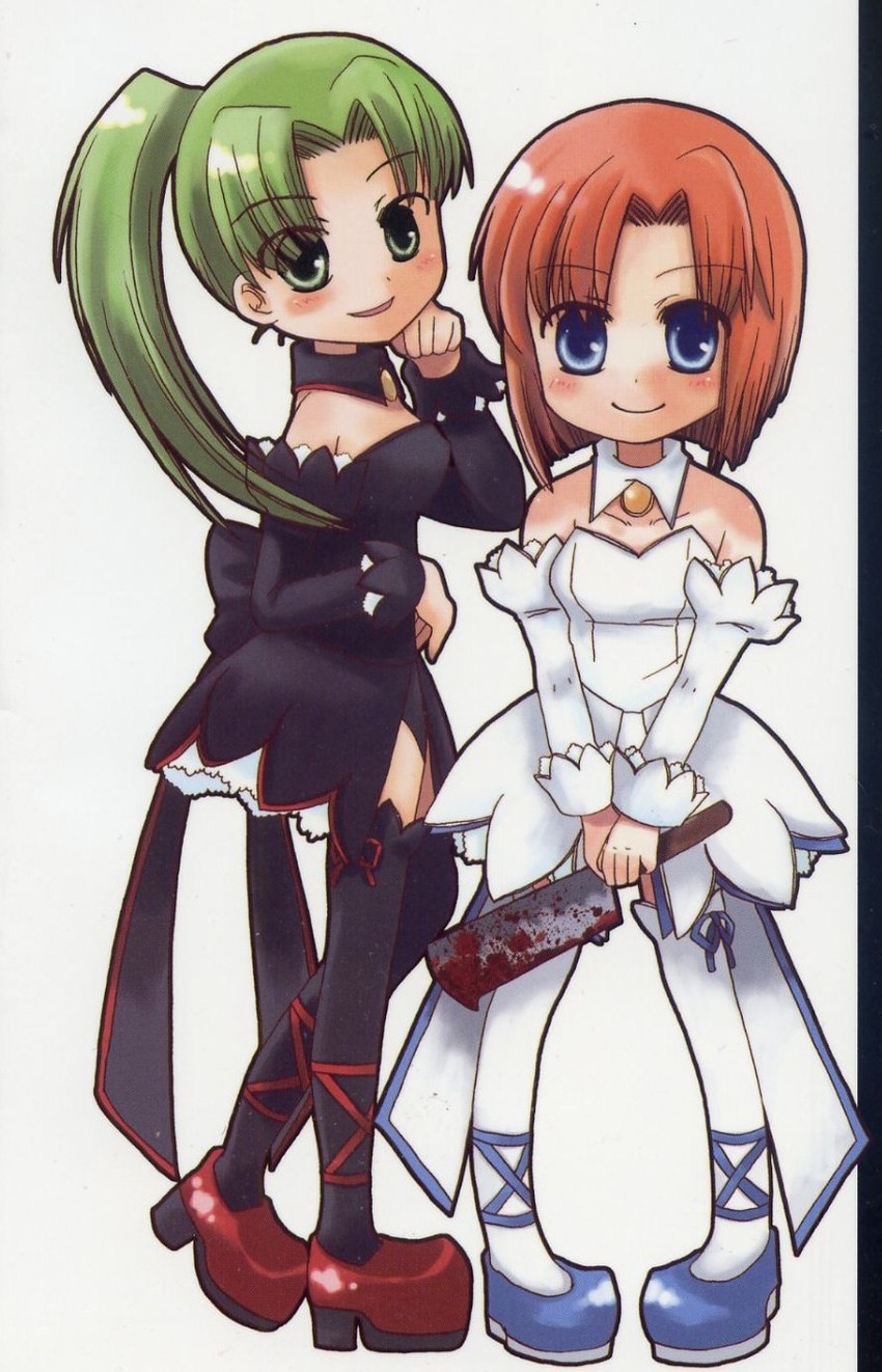ryuuguu rena and sonozaki mion (higurashi no naku koro ni) drawn by hayashi_tsugumi