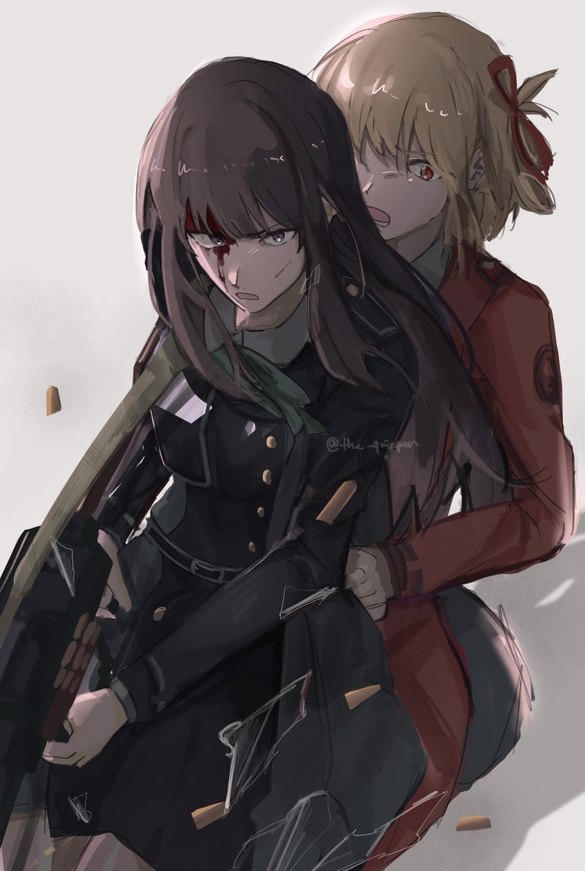 nishikigi chisato and inoue takina (lycoris recoil) drawn by the_quipper