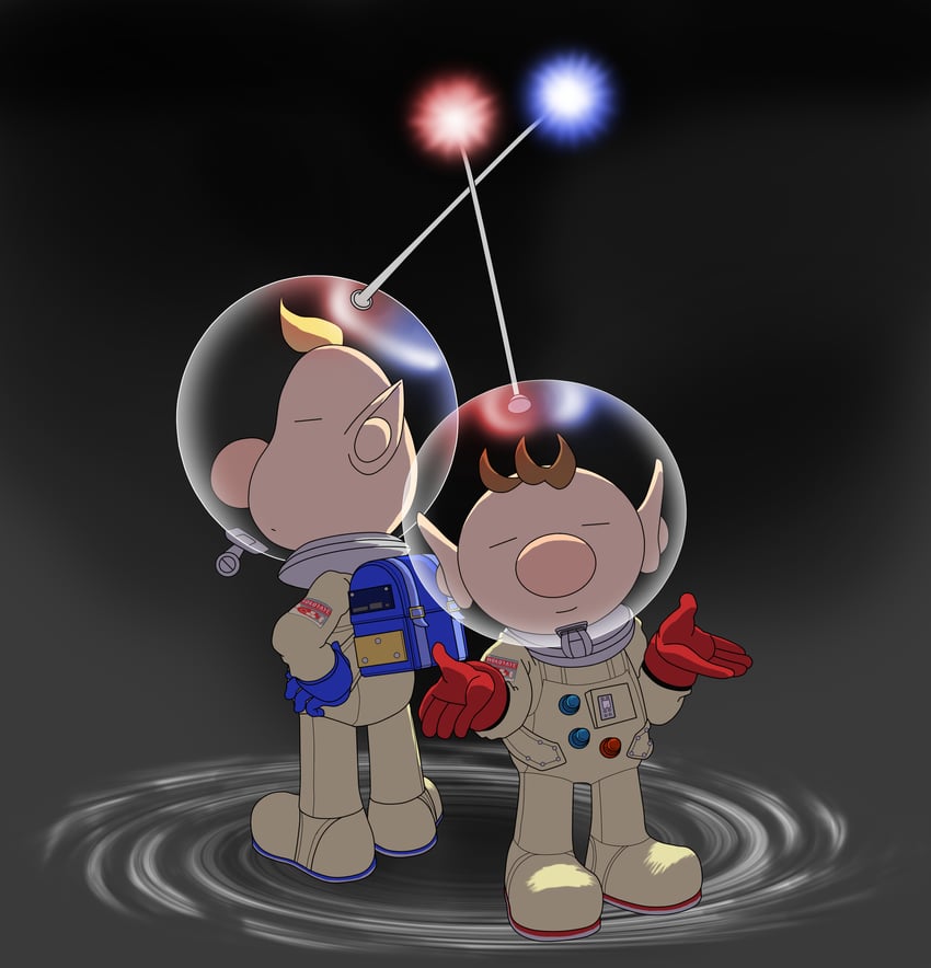 olimar and louie (pikmin) drawn by mudsaw