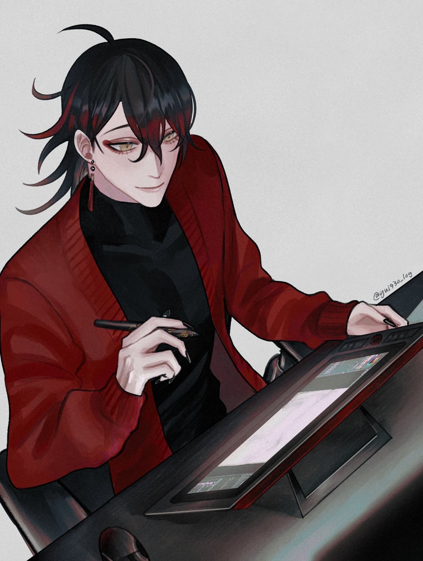 vox akuma (nijisanji and 1 more) drawn by yui930