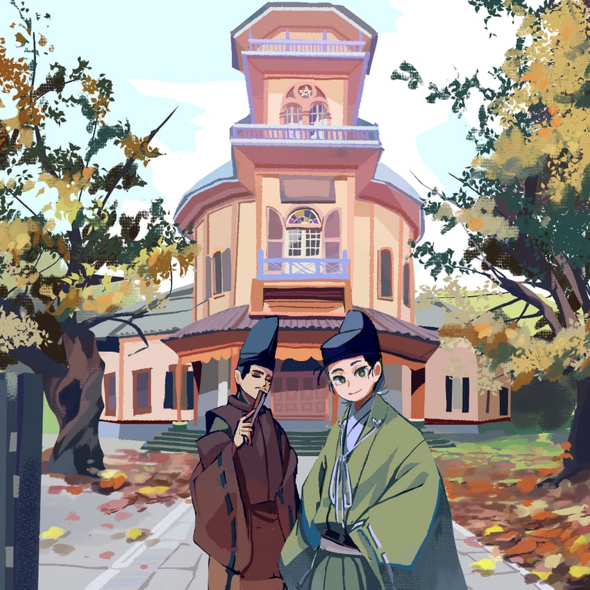 houjou yoshitoki and oe no hiromoto (kamakura-dono no 13-nin) drawn by kanokiwa