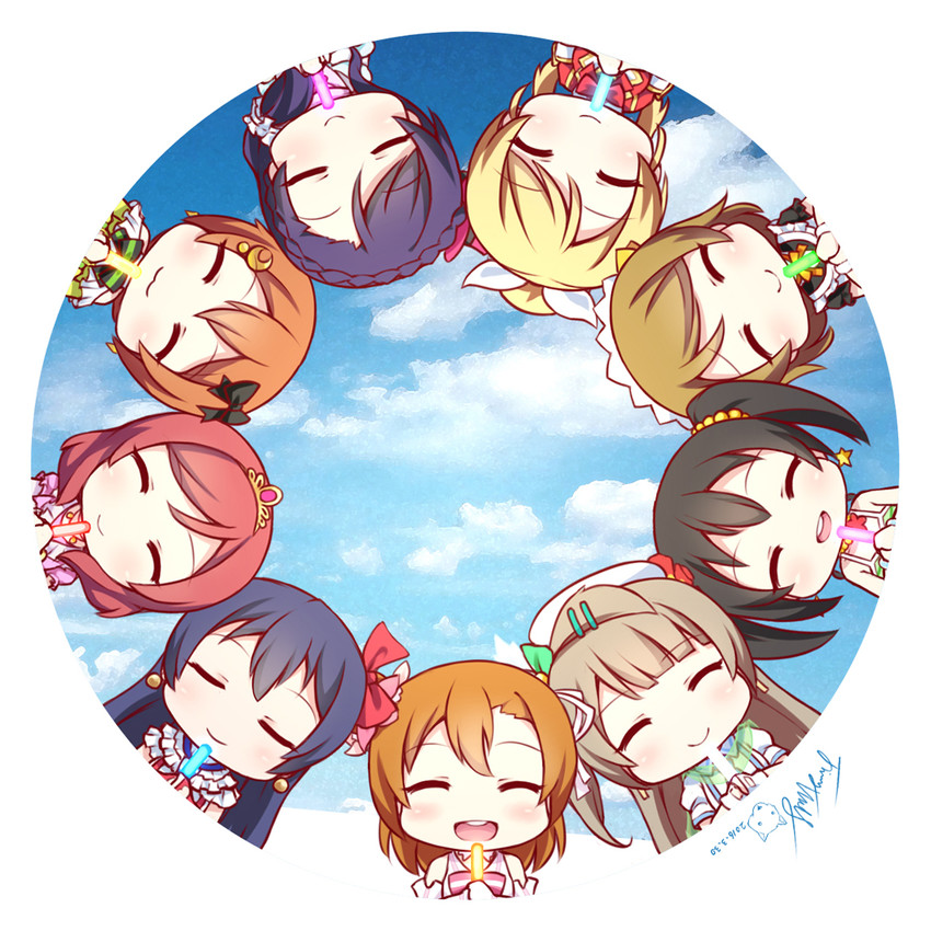 nishikino maki, tojo nozomi, sonoda umi, yazawa nico, ayase eli, and 4 more (love live! and 1 more) drawn by langbazi