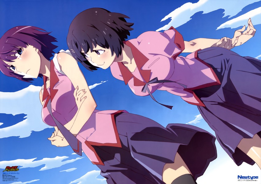 senjougahara hitagi and hanekawa tsubasa (monogatari and 3 more) drawn by arakaki_issei