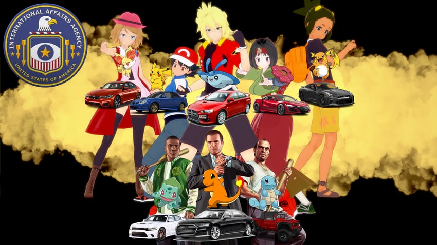 pikachu, ash ketchum, serena, bulbasaur, squirtle, and 11 more (pokemon and 7 more)