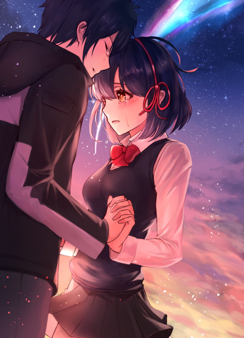 miyamizu mitsuha and tachibana taki (kimi no na wa.) drawn by lium