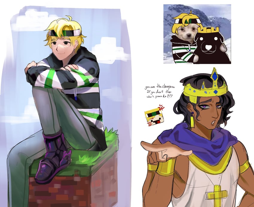evbo, seawattgaming, evbo's master friend, jotchua, and gaejook (minecraft and 2 more) drawn by miengplazabzab