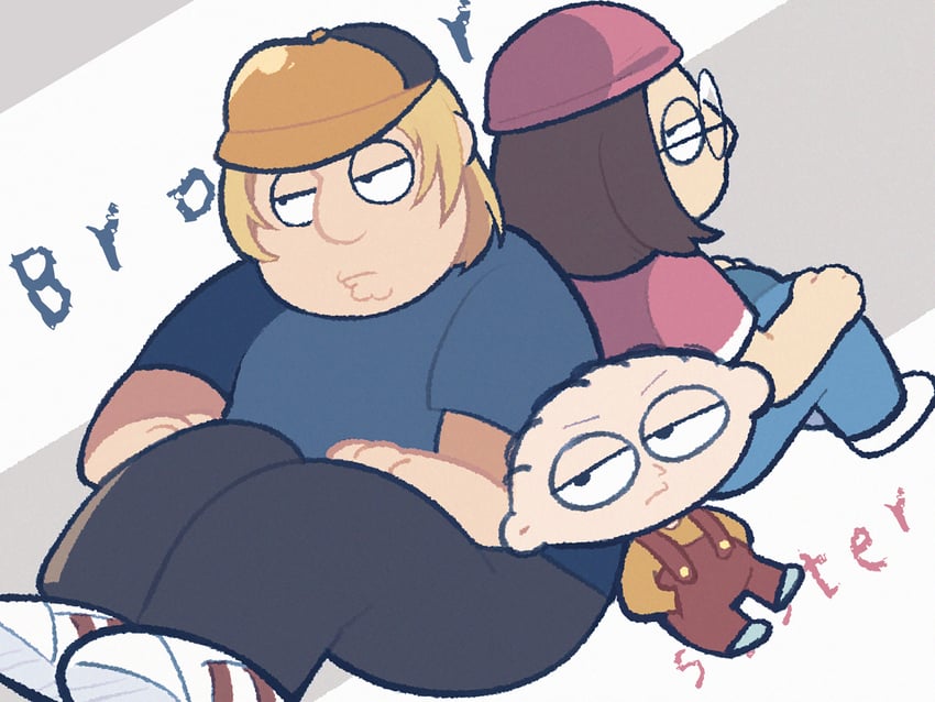 stewie griffin, meg griffin, and chris griffin (family guy) drawn by tian_niunai_hezi