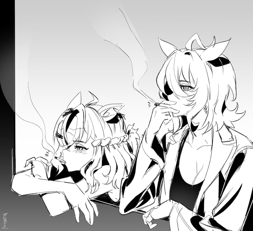 agnes tachyon and jungle pocket (umamusume) drawn by matoi_sakuretsu