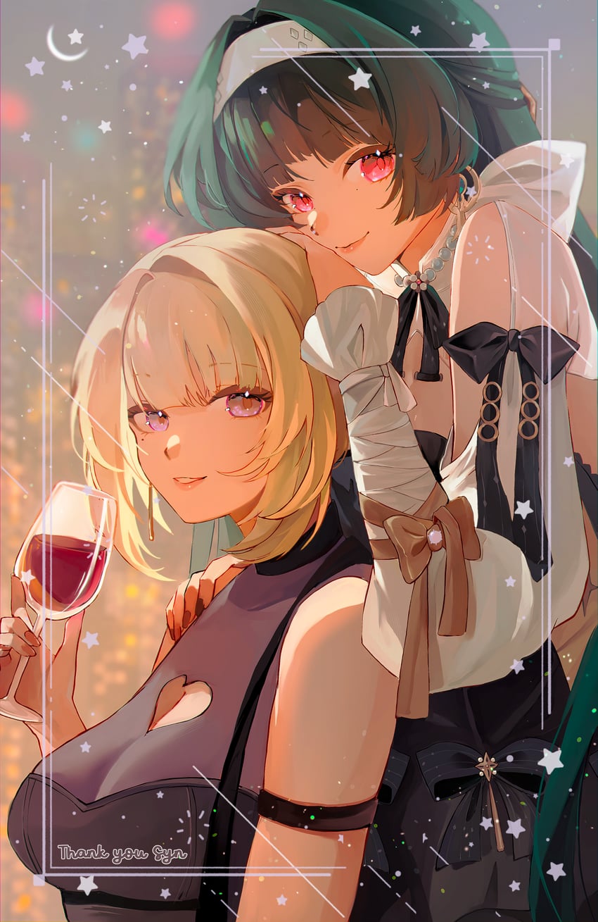 evelyn chevalier and astra yao (zenless zone zero) drawn by mofumanju