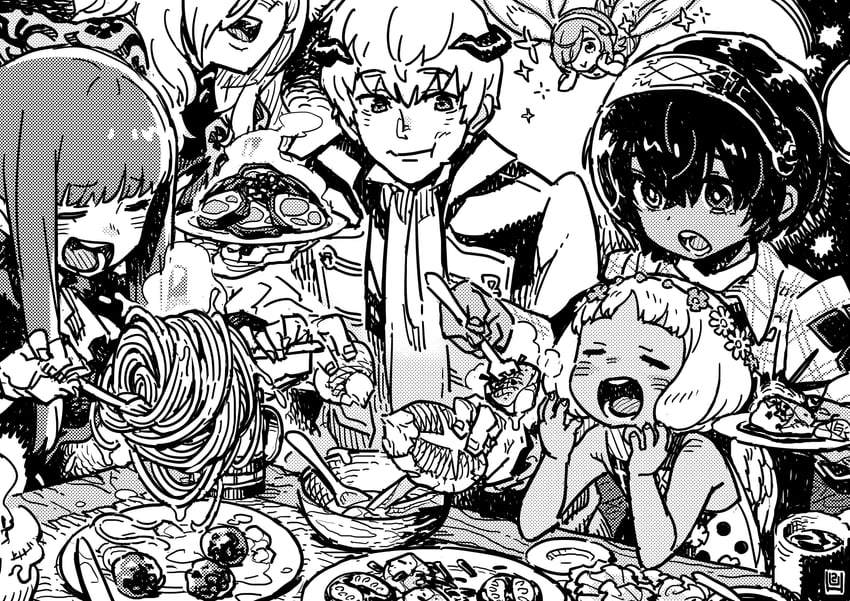 protagonist, hulkenberg, gallica, strohl, maria, and 1 more (metaphor: refantazio) drawn by himukai_yuuji
