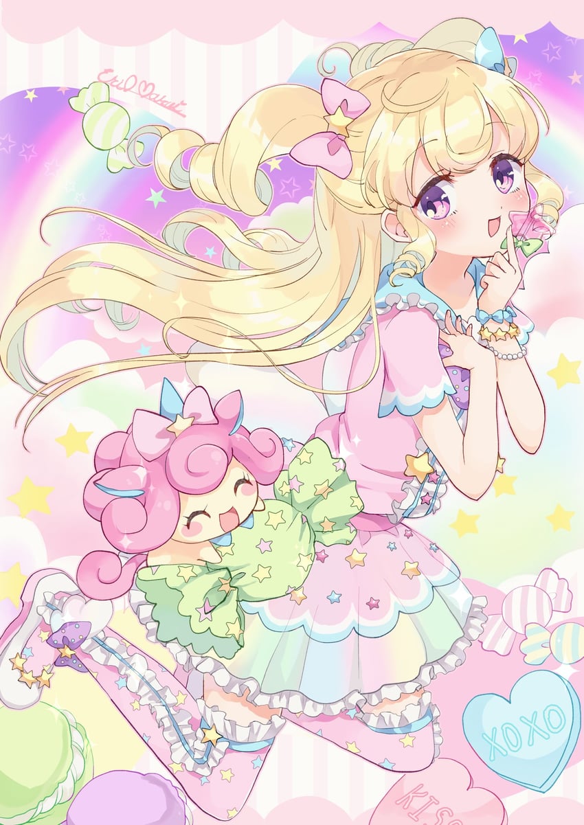 yumekawa yui and punicorn (pretty series and 2 more) drawn by marueri