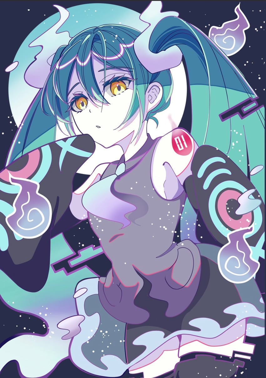hatsune miku and ghost miku (pokemon and 2 more) drawn by haruto_irasuto