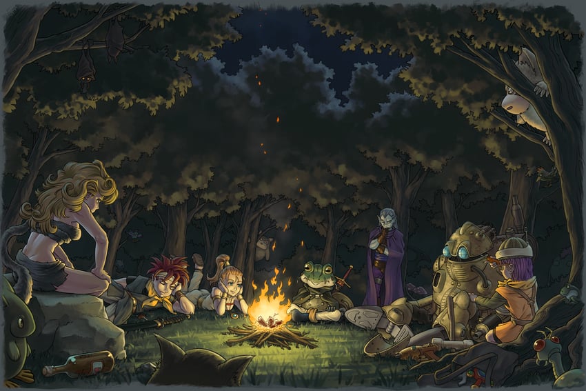 lucca ashtear, crono, marle, ayla, frog, and 3 more (chrono trigger) drawn by amade