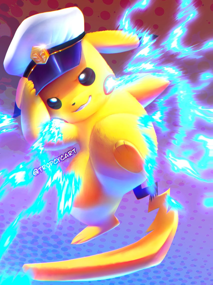 pikachu and captain pikachu (pokemon and 1 more) drawn by tropicalcyclone