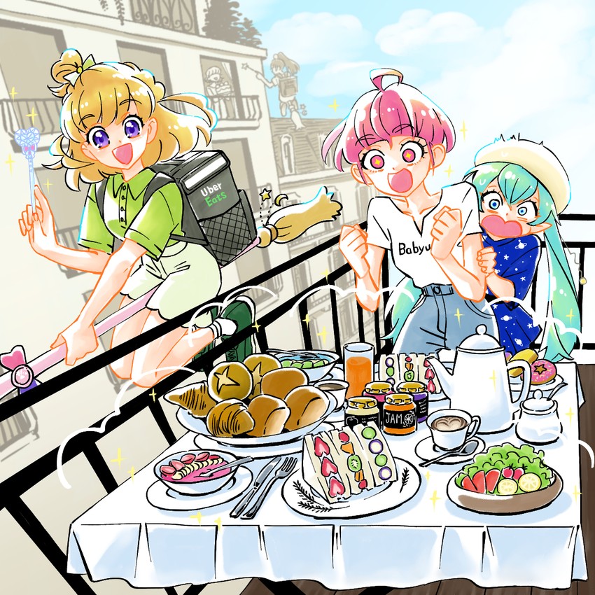 asahina mirai, izayoi liko, hagoromo lala, and hoshina hikaru (precure and 3 more) drawn by ton_(ton39342104)