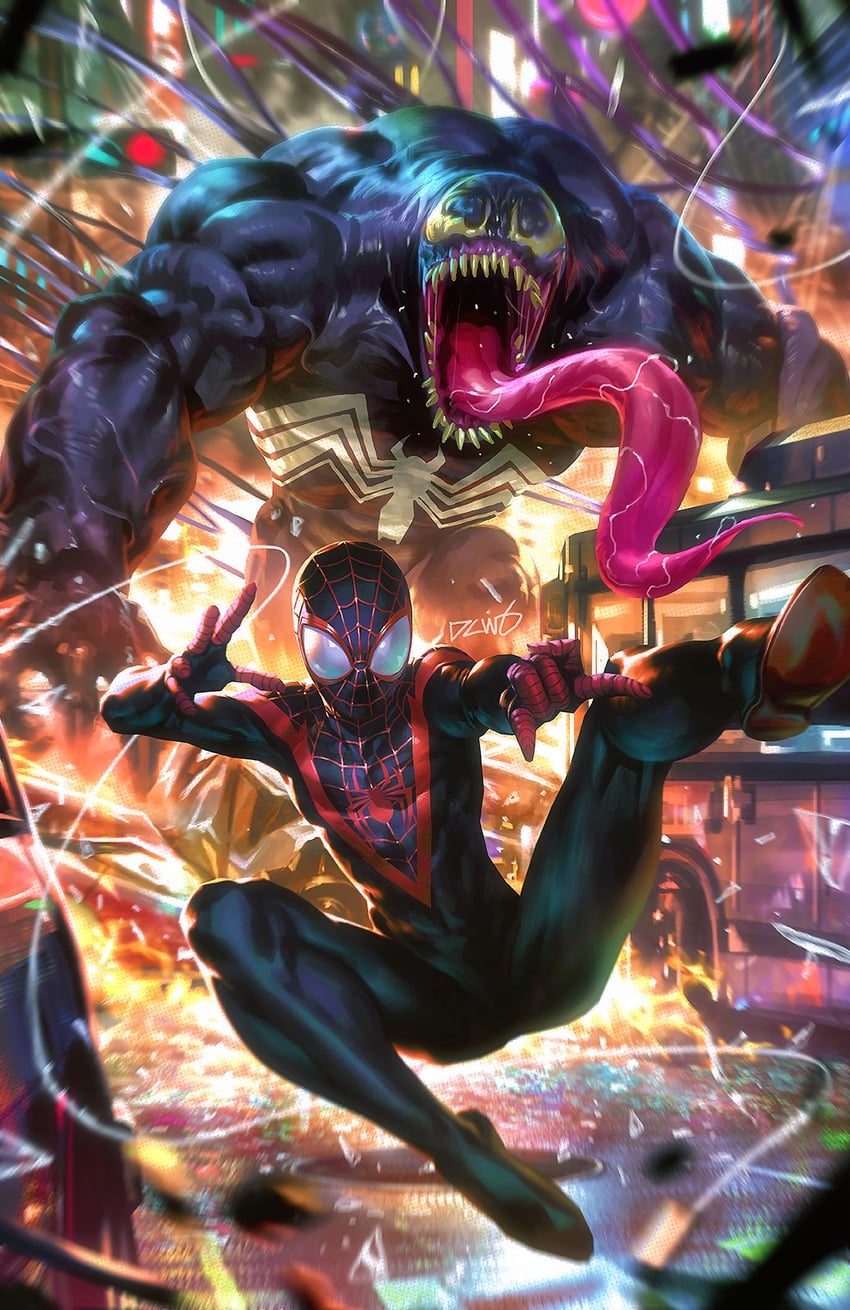 venom and spider-man (marvel and 1 more) drawn by dcwj
