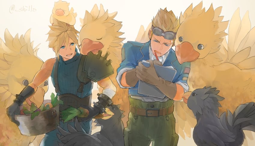 cloud strife and cid highwind (final fantasy and 1 more) drawn by shillo