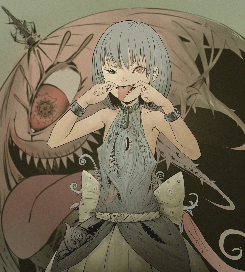 tatara kogasa and cthulhu (touhou and 1 more) drawn by googerm