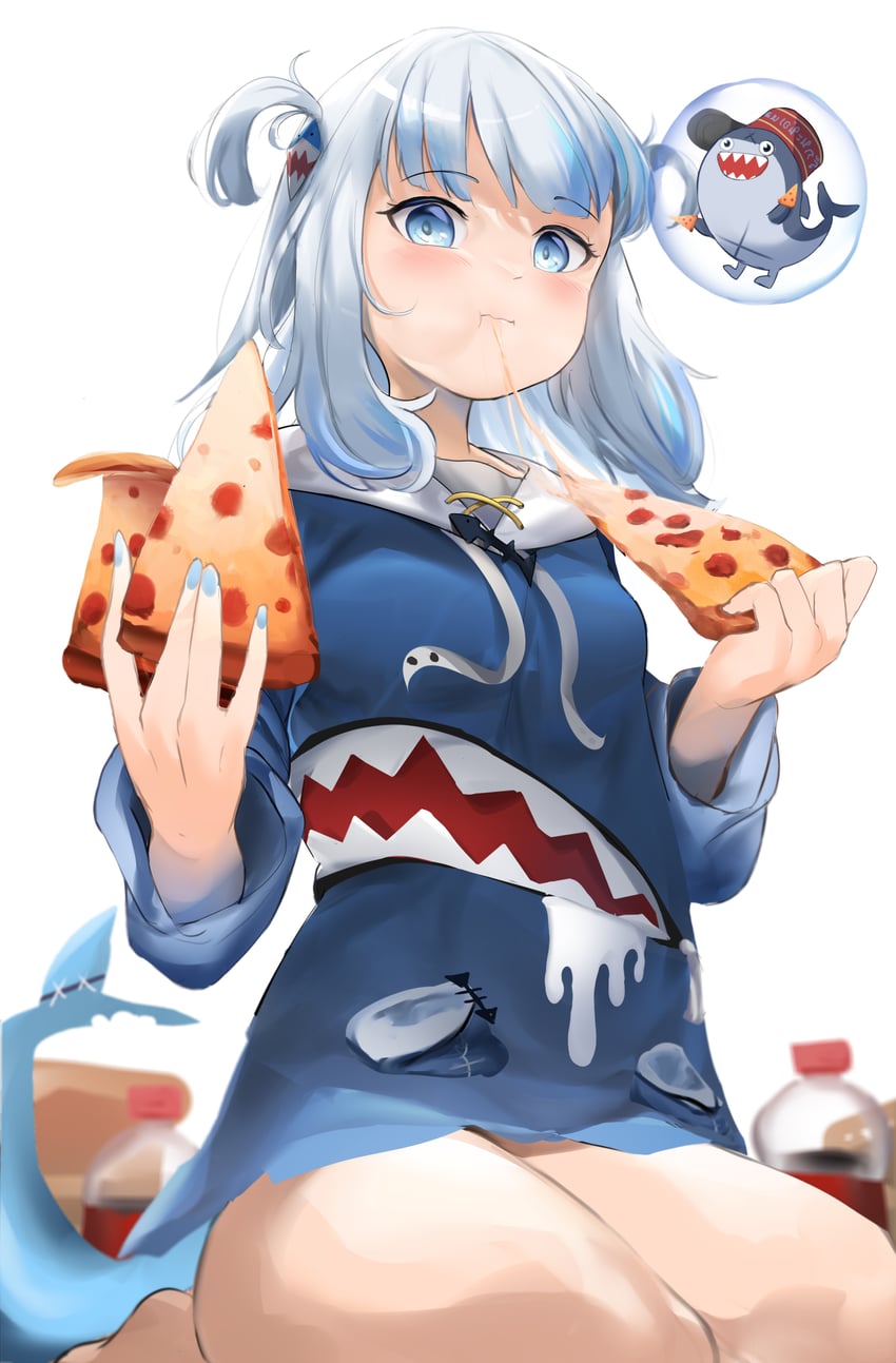 gawr gura and bloop (hololive and 1 more) drawn by somray