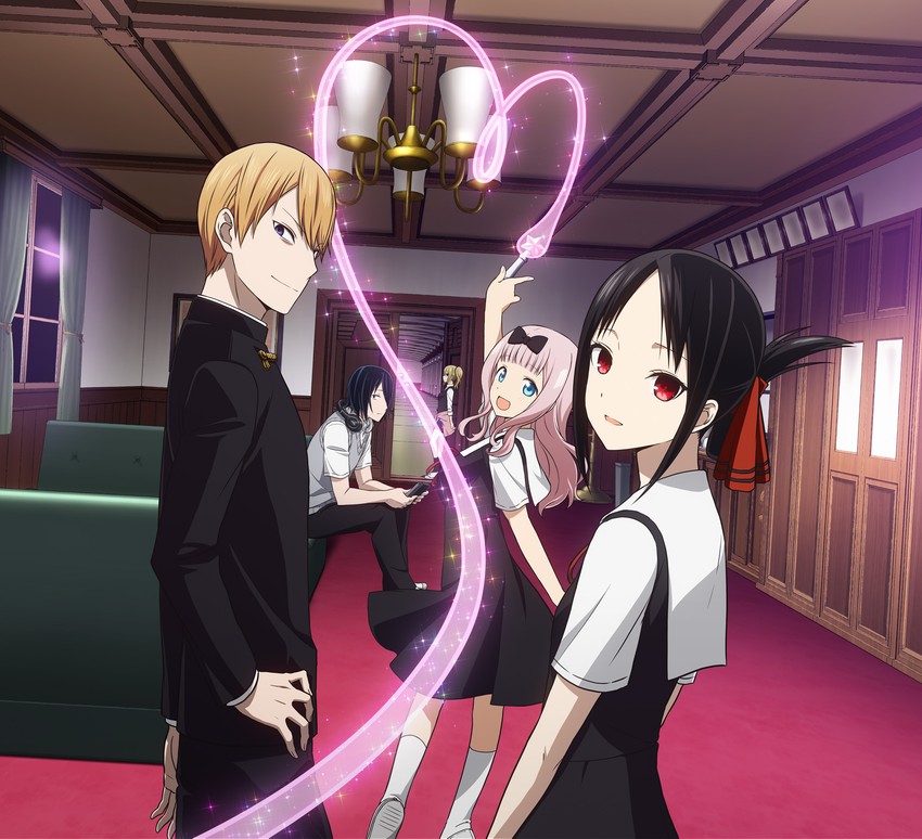 shinomiya kaguya, fujiwara chika, hayasaka ai, shirogane miyuki, and ishigami yuu (kaguya-sama wa kokurasetai ~tensai-tachi no renai zunousen~) drawn by yahiro_yuuko