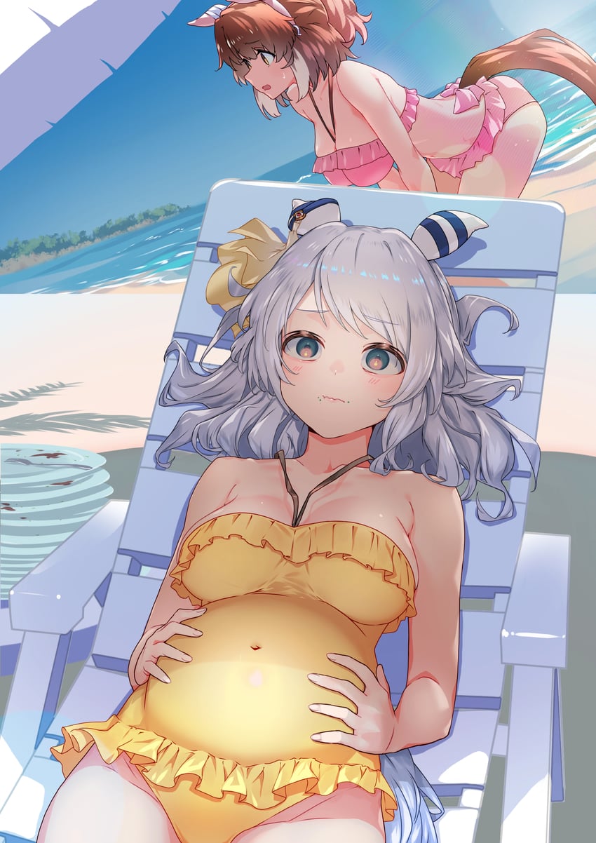 dantsu flame and hishi miracle (umamusume) drawn by nabe_puyo