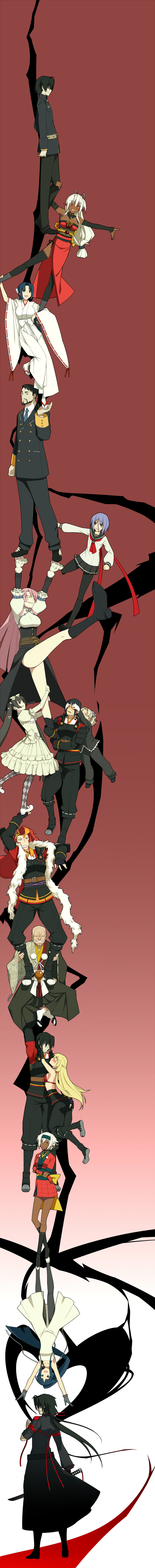 sansei muramasa, ashikaga chachamaru, ootori kanae, minato kageaki, ayane ichijou, and 9 more (nitroplus and 2 more) drawn by mayo-black