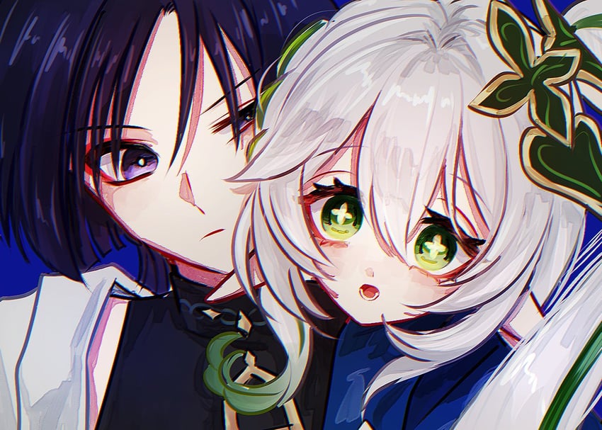 scaramouche, nahida, and wanderer (genshin impact) drawn by dry_eyes