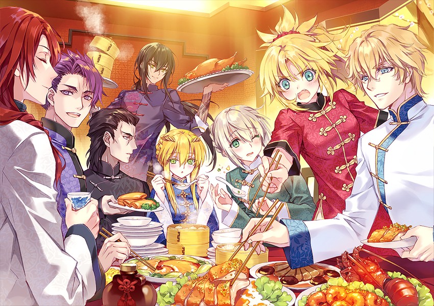 artoria pendragon, mordred, gawain, lancelot, bedivere, and 4 more (fate and 3 more) drawn by carnelian