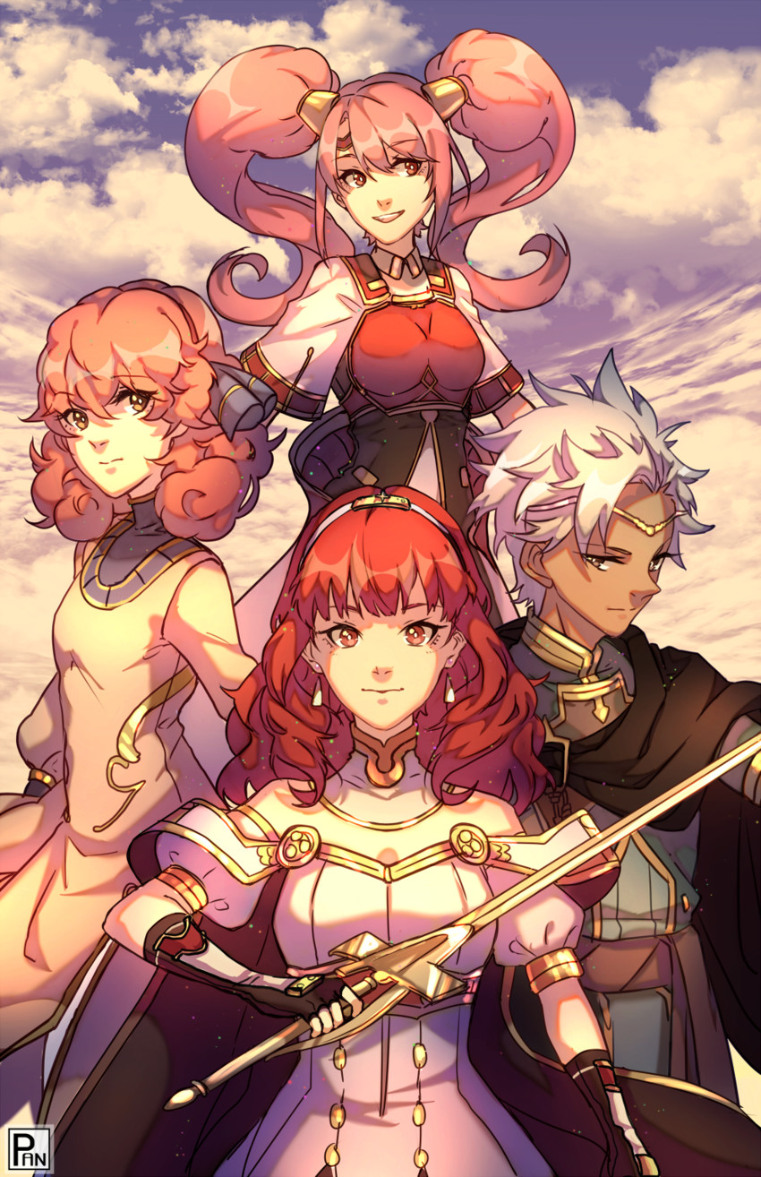 celica, mae, genny, and boey (fire emblem and 2 more) drawn by pan_(pandora_requiem)