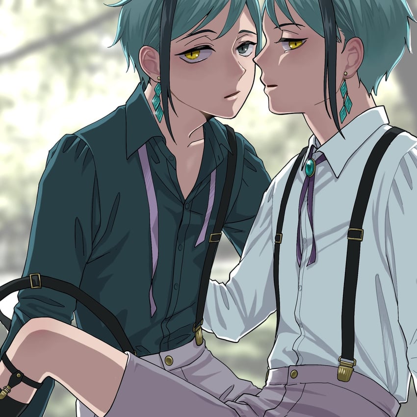 floyd leech and jade leech (twisted wonderland) drawn by ukichan12011