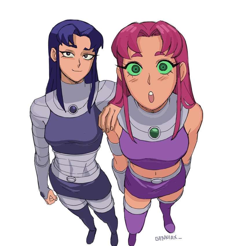 starfire and blackfire (dc comics and 1 more) drawn by genniax