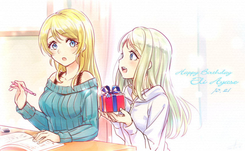 ayase eli and ayase alisa (love live! and 1 more) drawn by wedo