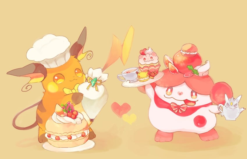 gengar, raichu, slurpuff, and mega gengar (pokemon) drawn by sukinadake