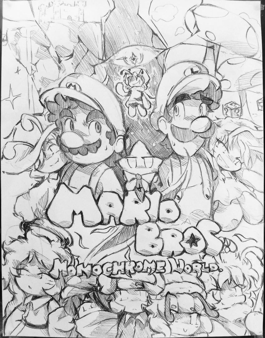 mario, luigi, noyami, starlings, mai lee, and 7 more (mario and 2 more) drawn by retros64