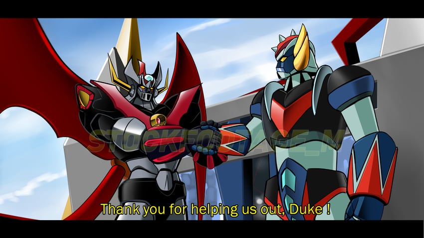 grendizer and mazinkaiser (mazinger and 2 more) drawn by stock_m