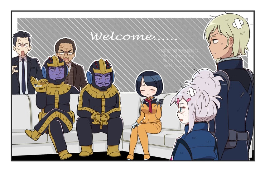 deux murasame, shiiko sugai, gates capa, gaia, and ortega (gundam and 1 more) drawn by nanananona