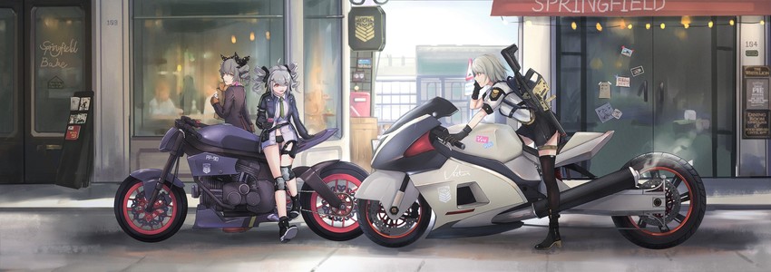 bronya zaychik, springfield, dinergate, vector, and pp-90 (honkai and 4 more) drawn by xyufsky