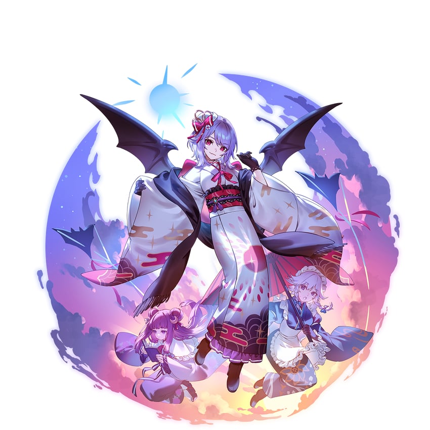remilia scarlet, izayoi sakuya, and patchouli knowledge (touhou and 1 more) drawn by u_u_zan