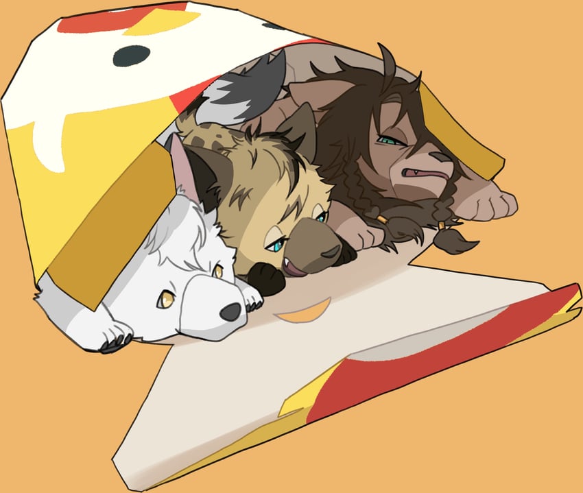 leona kingscholar, ruggie bucchi, and jack howl (twisted wonderland) drawn by raccoonlot