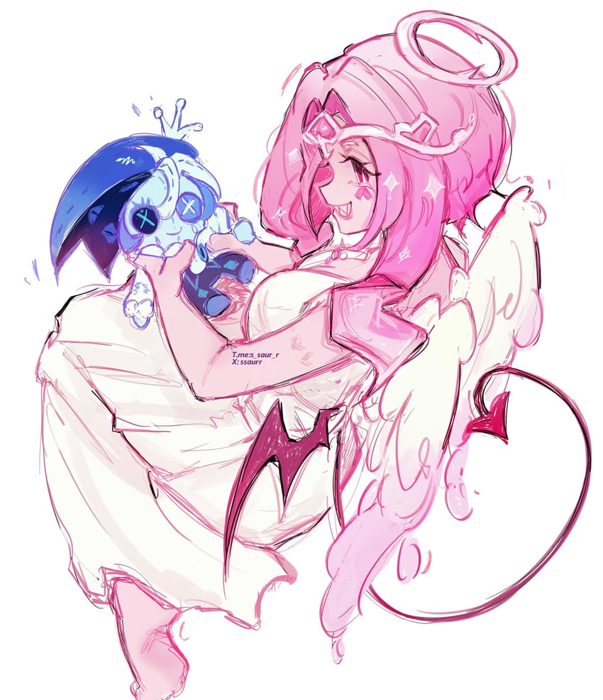 shadow milk cookie and eternal sugar cookie (cookie run and 1 more) drawn by fflyaga