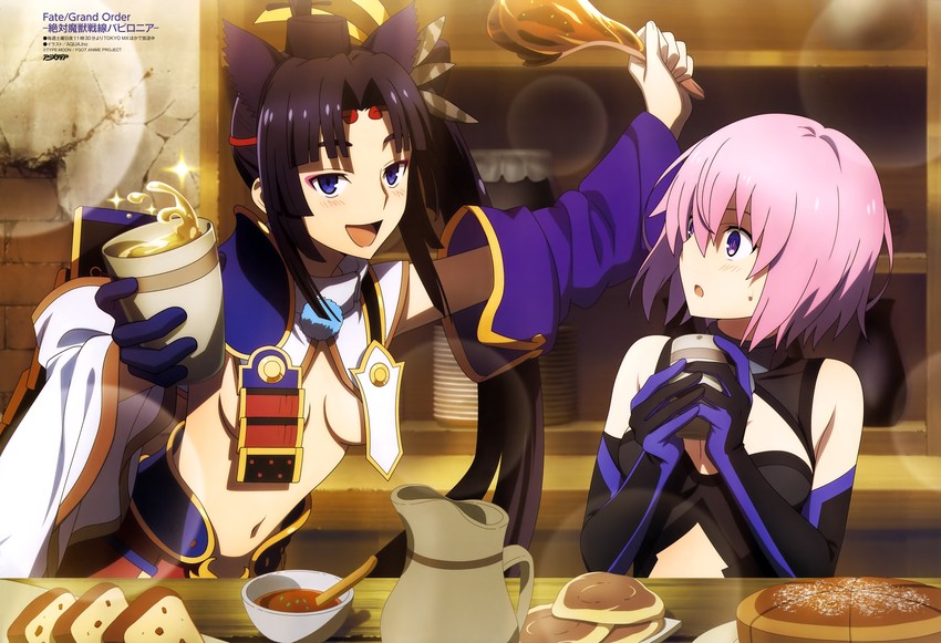 mash kyrielight and ushiwakamaru (fate and 1 more) drawn by aquastar_inc.