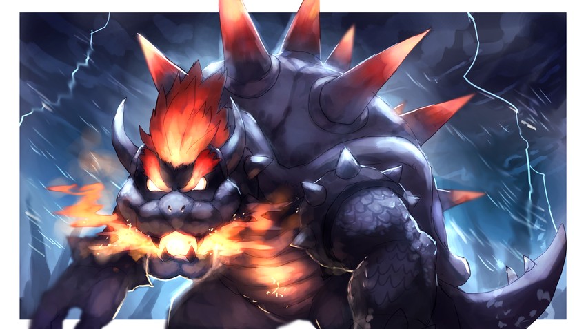 bowser and fury bowser (mario and 1 more) drawn by shiburingaru