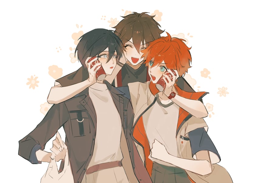 morisawa chiaki, akehoshi subaru, and hidaka hokuto (ensemble stars!) drawn by ppzi567