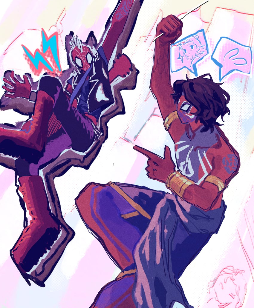 spider-man, hobie brown, and pavitr prabhakar (marvel and 3 more) drawn by tami_tome_mo