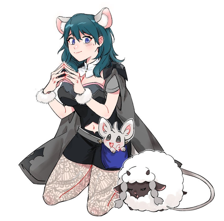 female byleth, wooloo, and minccino (pokemon and 2 more) drawn by chuuum_m