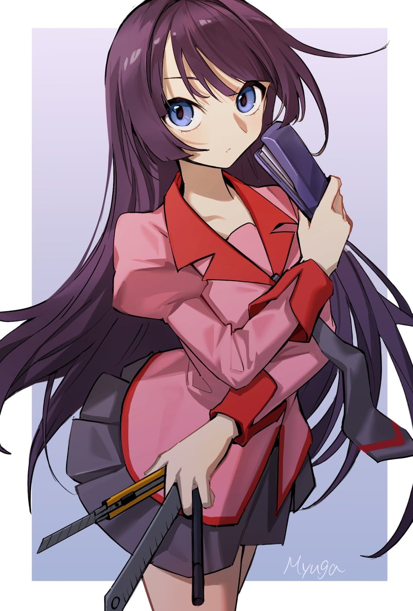 senjougahara hitagi (monogatari and 1 more) drawn by myuga66666